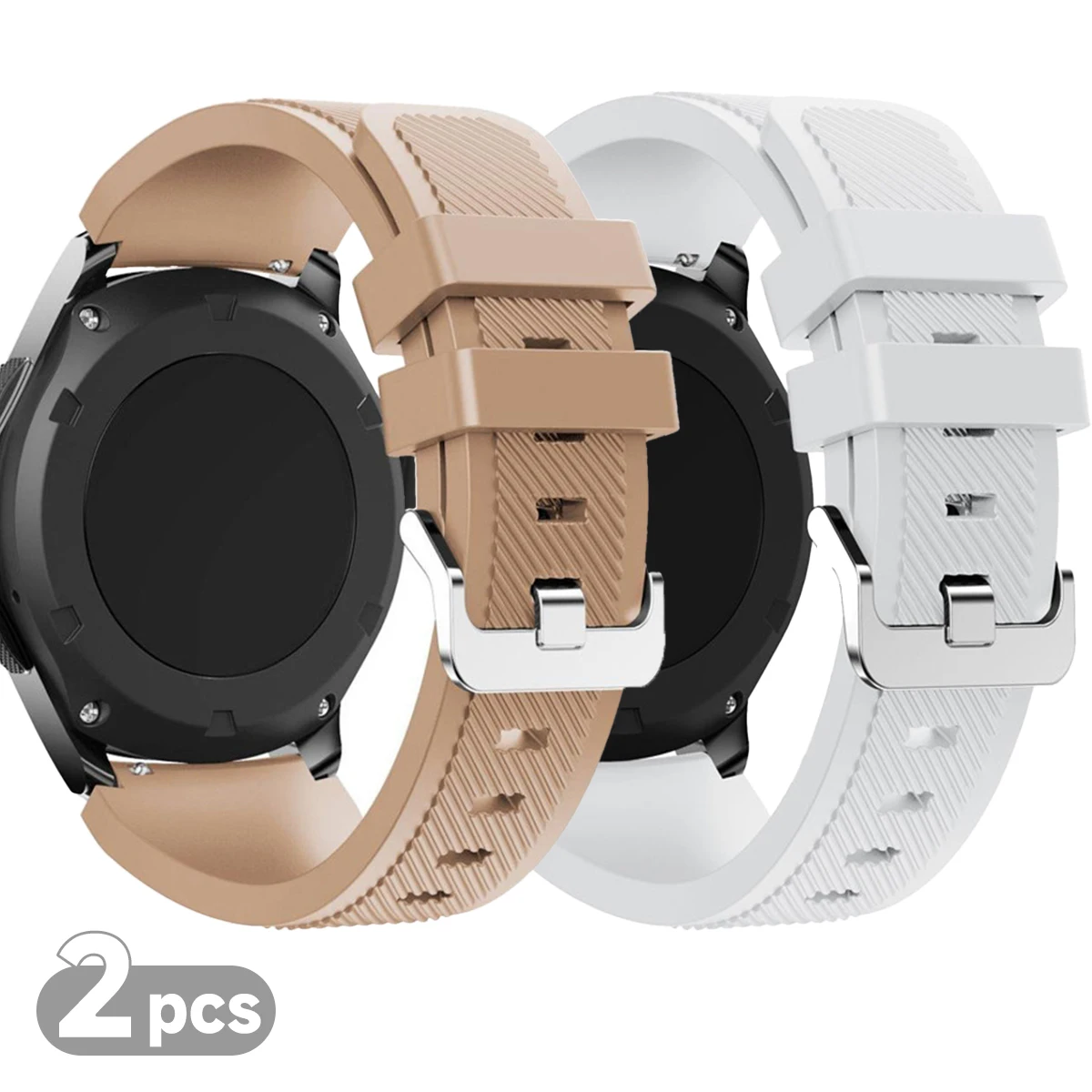 Set of 2 Premium Silicone Watch Bands (20mm/22mm) - Versatile and Durable Replacement Straps