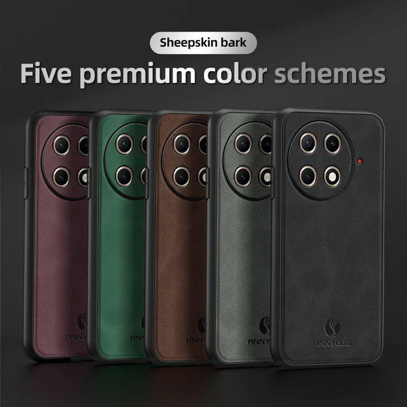 Matte Plain Leather Phone Case with Built-in Metal Car Mount Holder Cover