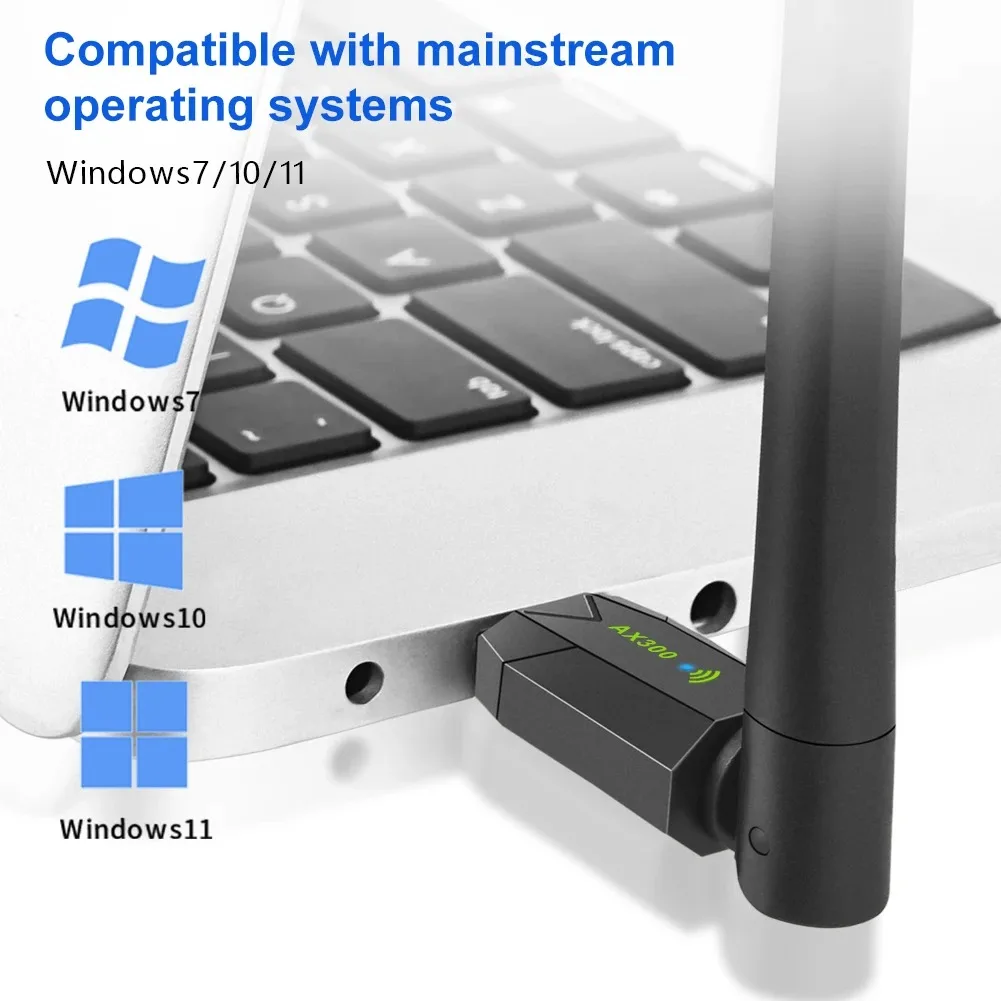 300Mbps WiFi 6 USB Adapter 2.4GHz Wireless WiFi Network Card 5BDI Antenna Wifi 6 USB Dongle For PC Laptop Win10/11 Driver Free