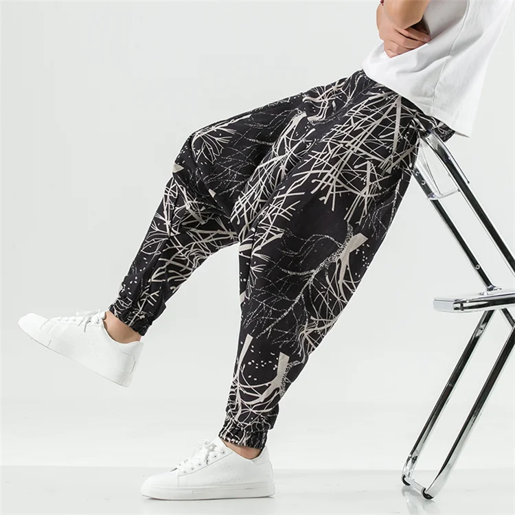 Sommer Nepal Drucke Baumwolle Leinen Jogger Männer Baggy Hippie Boho Gypsy Aladdin Cargo Hosen Yoga Harem Hosen Frauen – Detail 9