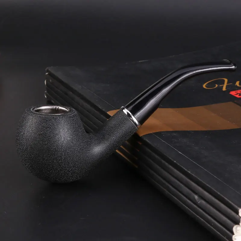 3 Devise Frosted Smoking Pipe Black Resin Marbling Tobacco Pipe with Filter Smoking Accessories Men's Holiday GiftTool