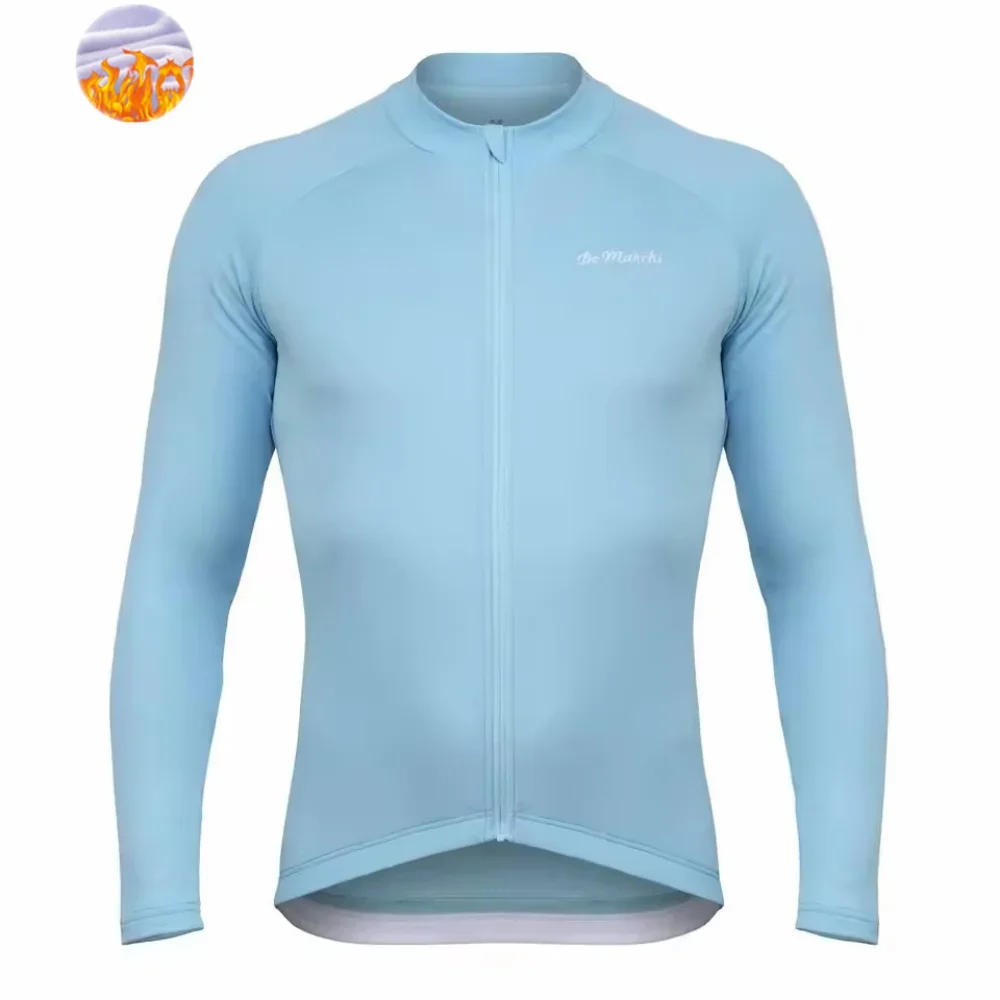 De Marchi Winter Men's Long Sleeve Thermal Fleece Warm Cycling Jackets Ropa Ciclismo Maillot New Pro Team Bicycle Jersey Apparel