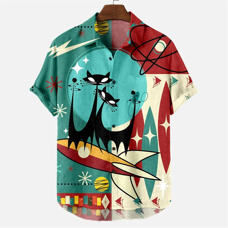 EKAT ekat (UNISEX)⭐️3D PATTERN SHIRTS Men's Summer Shirts Egyptian Cat 3D Pattern Shirt Summer