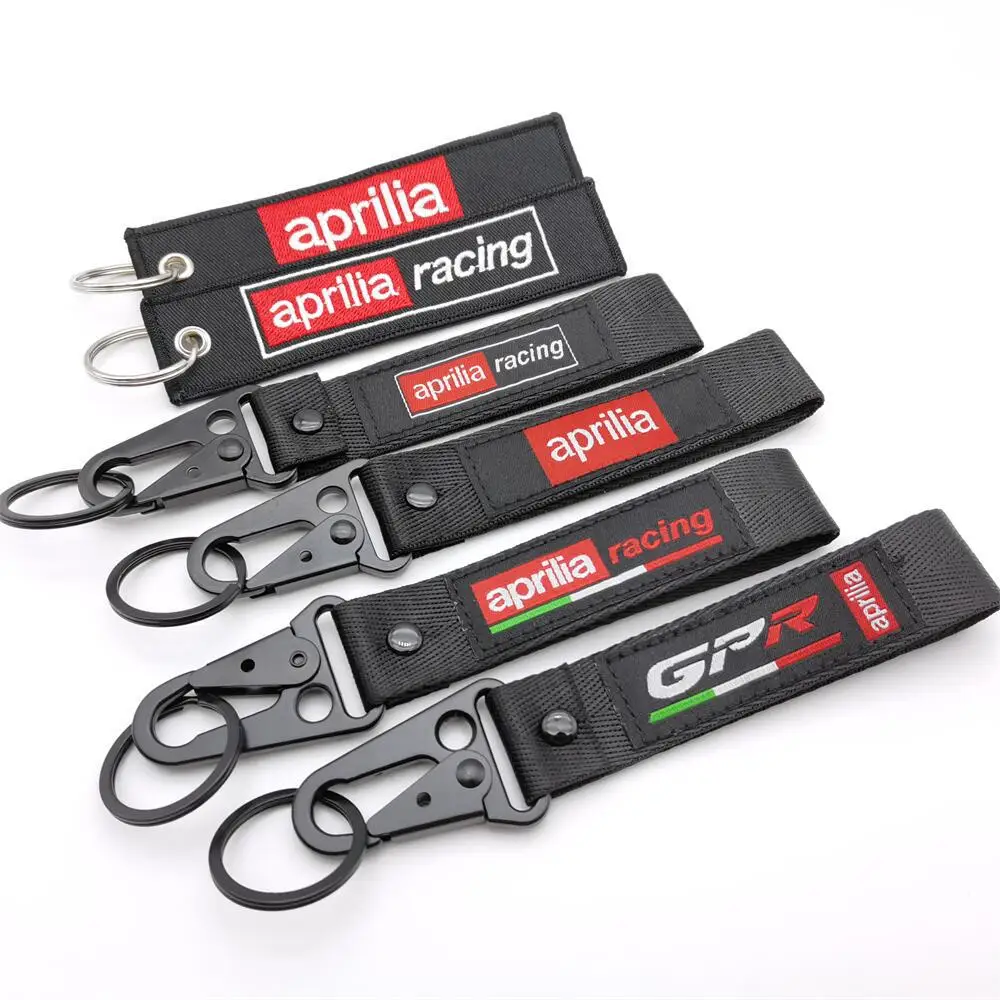 

Motorcycle Polyester Embroidery Keyring Keychain Pendant Key Ring Travel Bag Hanging Buckle Lanyard Key Chain For Aprilia Racing