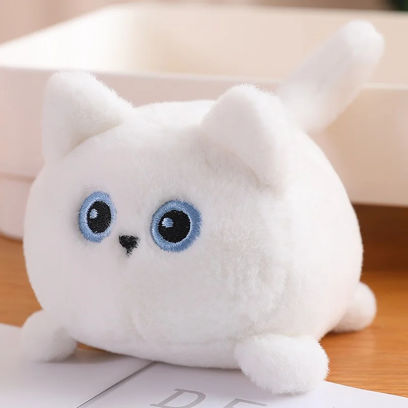 Cute Wagging Cat Plush Doll 11cm    Dog Toys Cartoon Small Animals Stuffed Dolls For Gifts in White