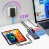 AIXXCO 7/10 Ports USB 3.0 Hub Multi USB Splitter with Switch Power Adapter Multiple Expander for Laptop Accessories MacBook 4