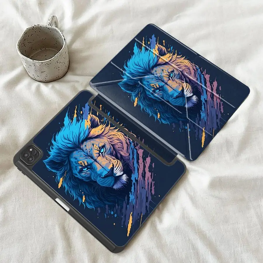 Abstract Lion Tablet Case with Holder and Cover, Compatible with Multiple Sizes
