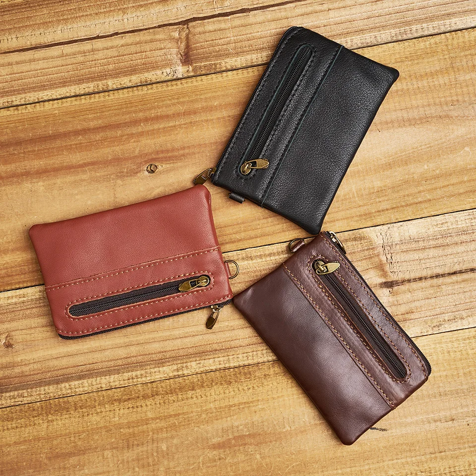 ZRCX Echtem Leder Geldbörse für Männer Frauen Mini Zipper Brieftasche Kleine Geld Tasche Tasche Weibliche Geld Brieftaschen Männer Karte halter – Detail 14