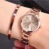 Ladies Fashion Simple Digital Alloy with Quartz Watch Bracelet 2pcs Set Luxury Women Simple Dial Ladies Watches 3