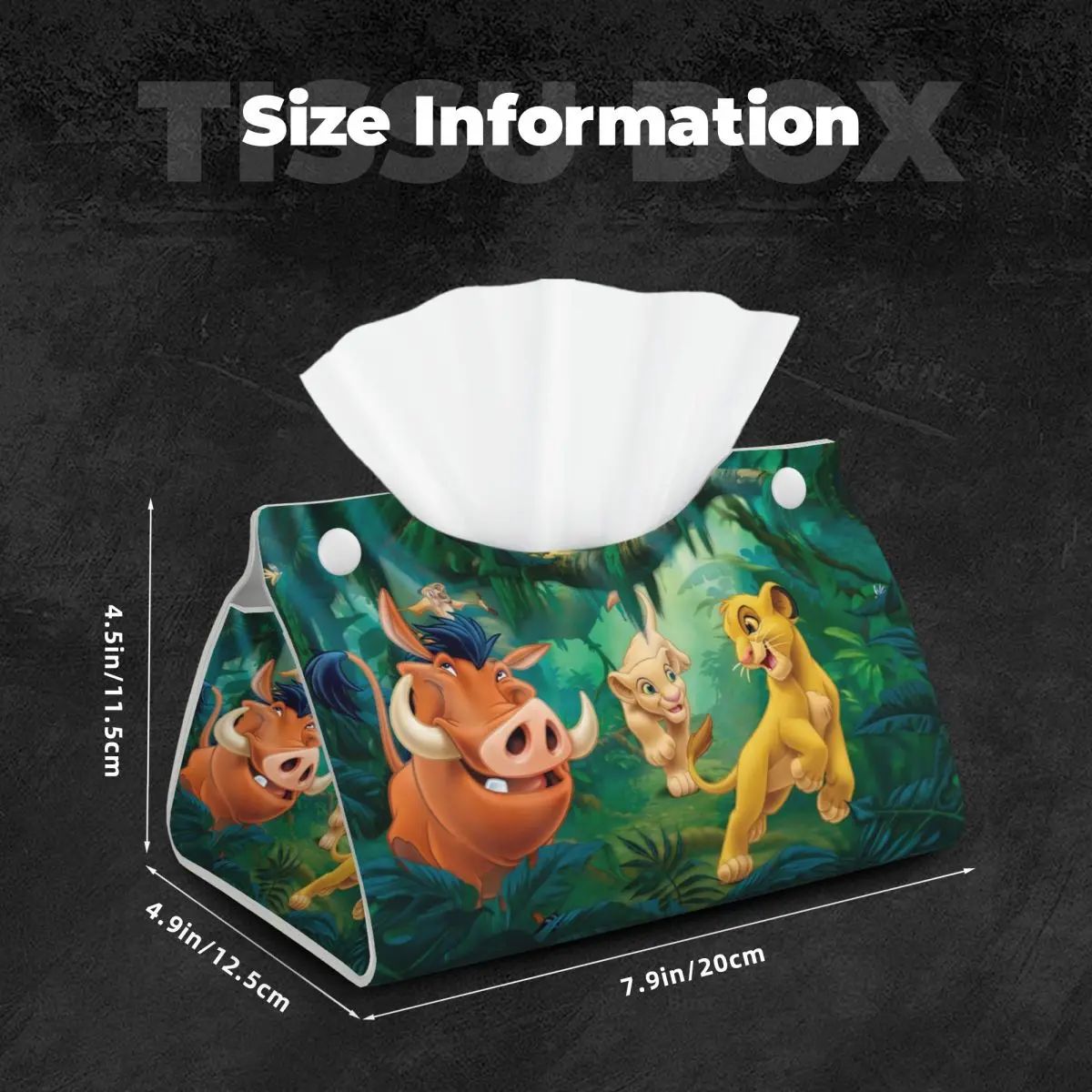 Custom The Lion King Simba Tissue Box Cover Rectangular PU Leather Cartoon Facial Tissues Holder for Office 5