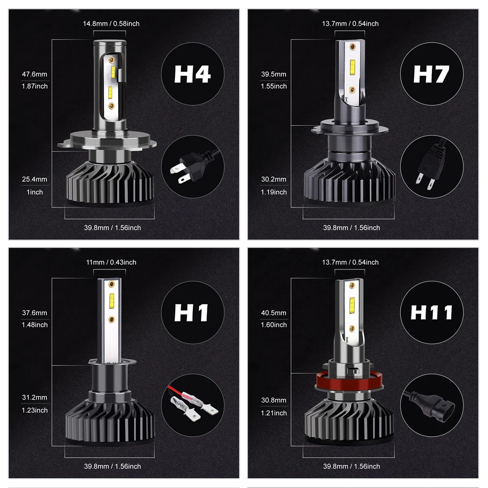 Heyword 26000lm 160W 1860 CSP chip 3000k/4300k/6000k/8000k Car LED Headlight h4 h7 h1 LED headlights 9005 H7 h11 led light