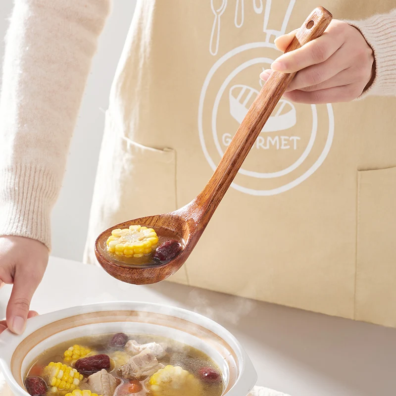 Handcrafted Natural Wood Cooking and Serving Spoon Set