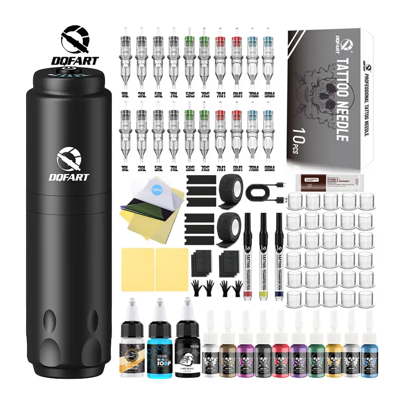 DQFART Wireless Tattoo Pen Kit with 10 Needles Cordless
