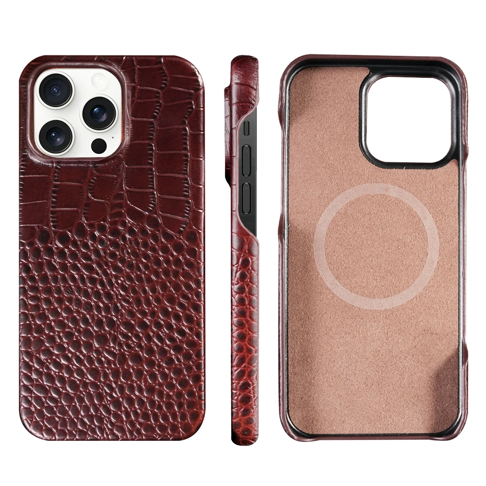 Natural Cowhide Leather Magnetic Phone Protector - Luxury Magsafe Case