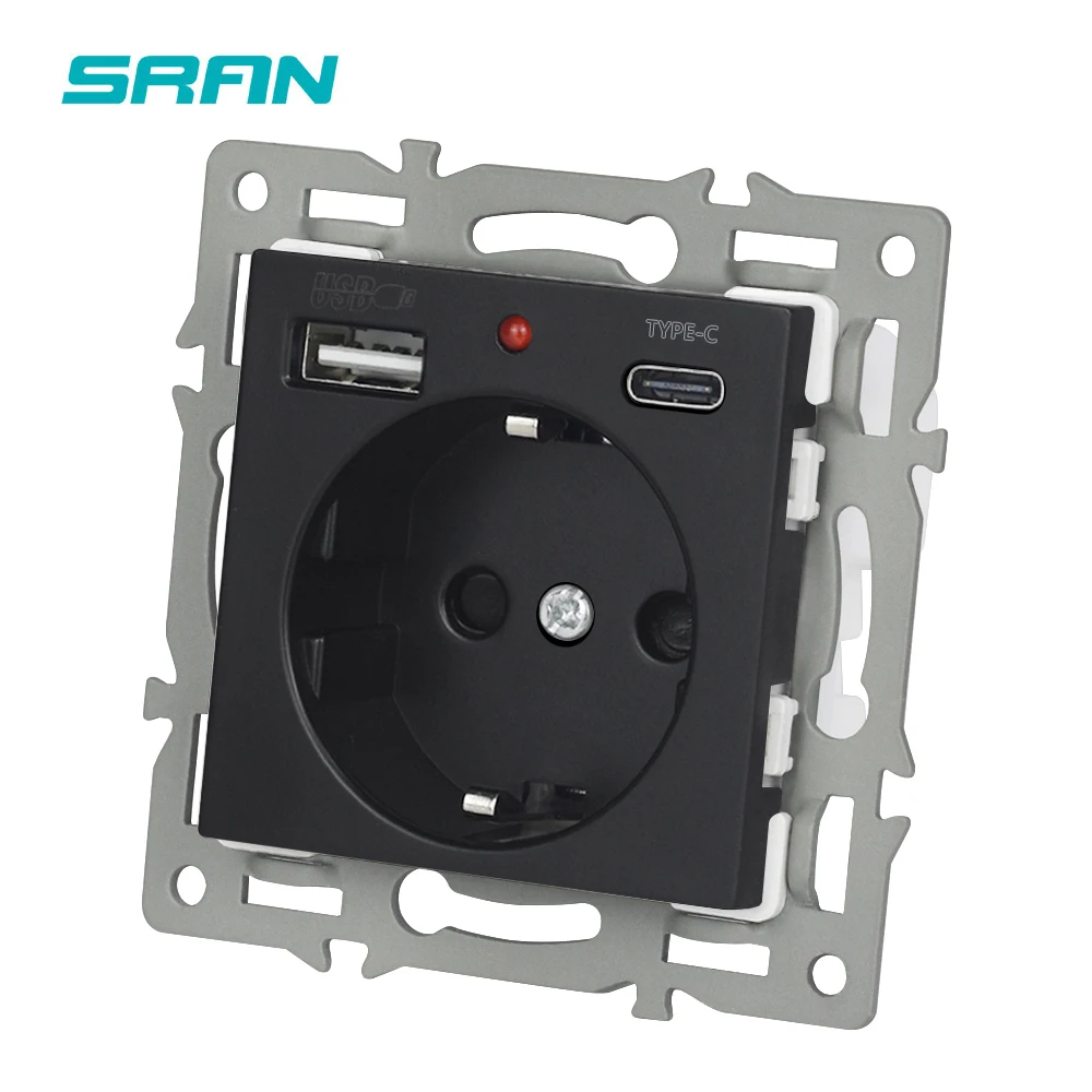 SRAN EU Socket With Usb c Module Accessories With Iron Plate And Iron Claw Suitable For SRAN F Series 82mm Panels