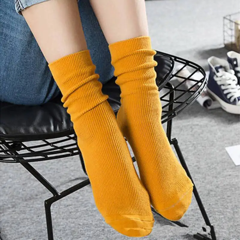 

Women Girls Warm Socks Loose Top Long Ankle Slouch Cotton Tube Candy Brushed