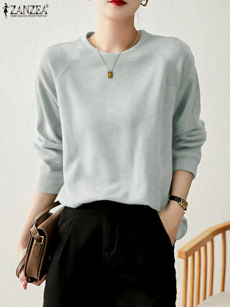 

2023 ZANZEA Stylish Autumn Women Casual Solid Hoodies Tops Female Loose Pullover Sweatshirts Mujer O Neck Long Sleeve Sweatshirt