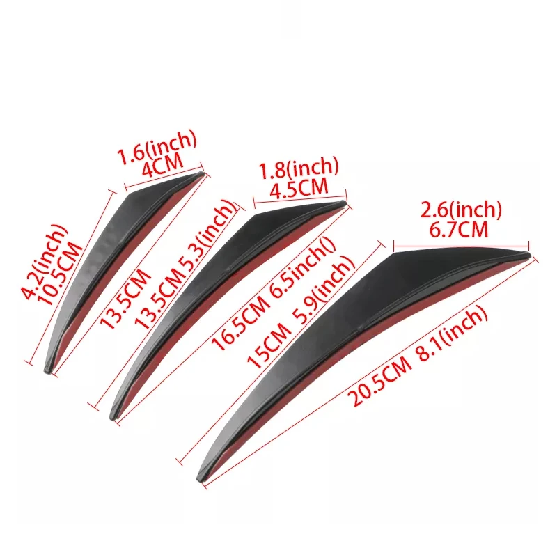 Universal Car Bumper Lip Protector Set - Black Carbon Fiber Spoiler Guards