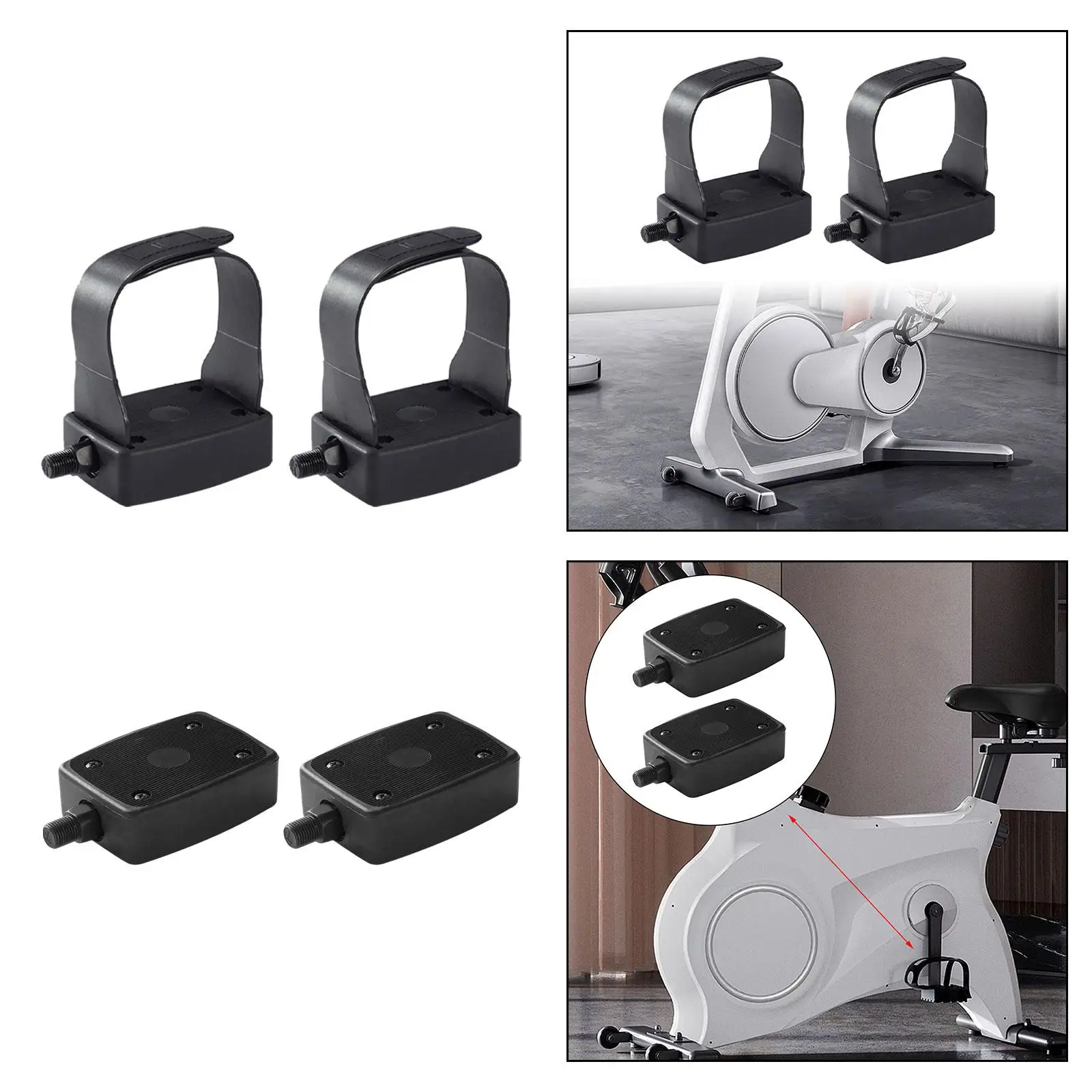 Exercise Bike Pedal 1/2'' Indoor Home Gym Bicycle Pedal 1 Pair cycling bike foot pads gym accessories
