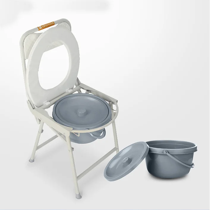 Commode Chair Adjustable Height Folding Foldable Lightweight Shower Toilet Potty Chair Elderly Disabled 4