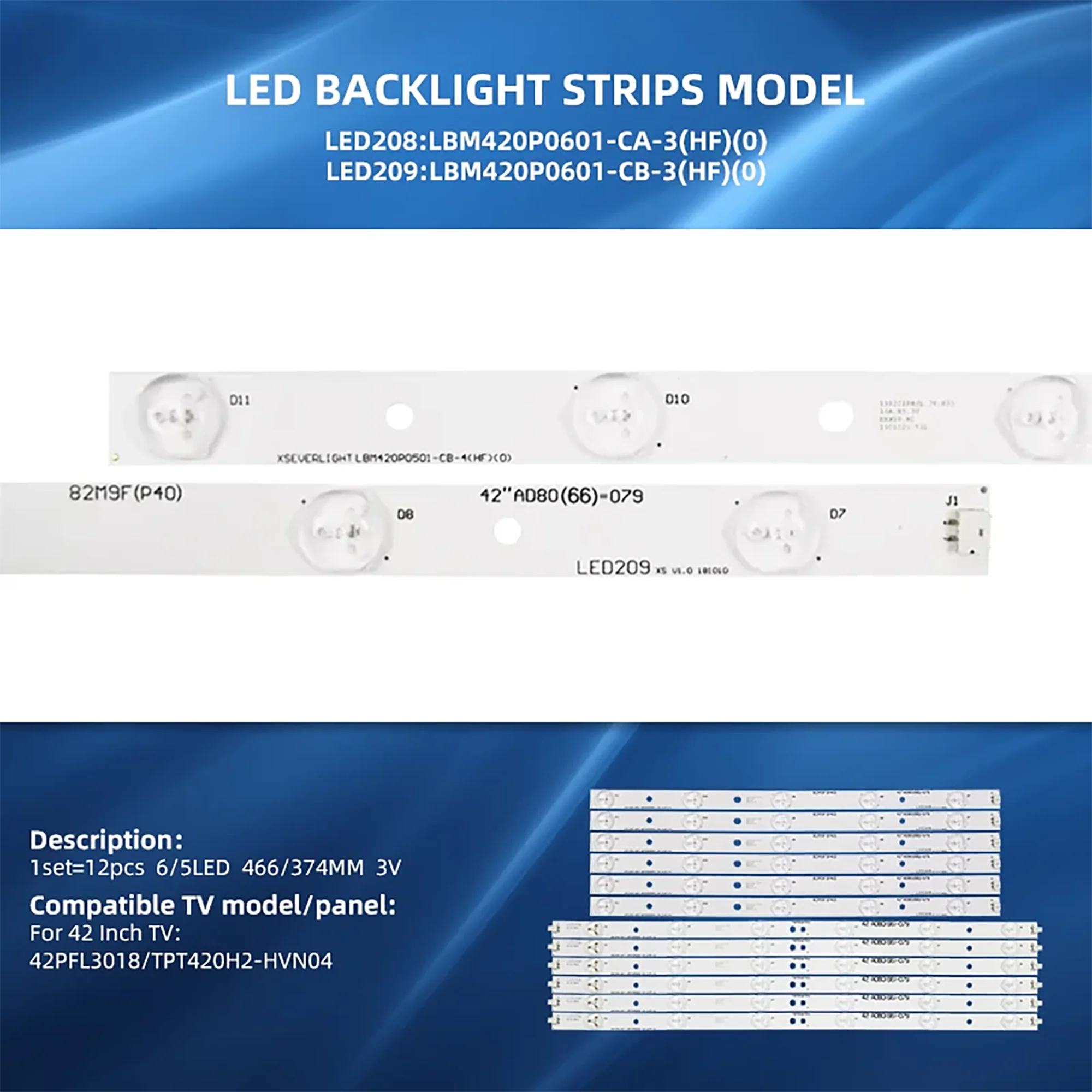 Faixa de Luz de Fundo Led para Philips 42 tv 42pfl3208t 60 Lbm420p0601-ca3 42pfl3208h 12 42pfl3008d 78 42pfl3108k - Imagem 3