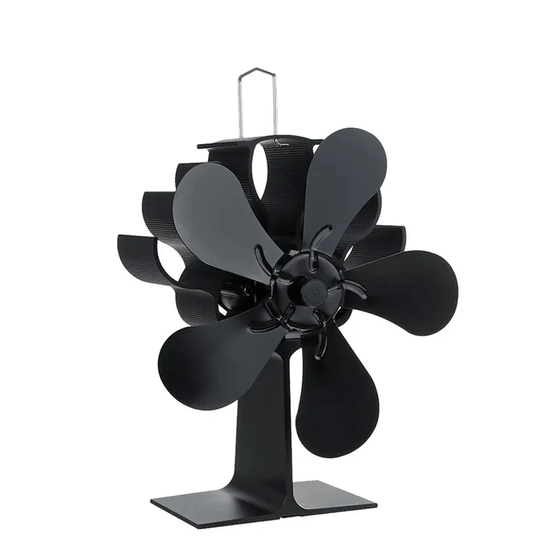 Black Fireplace 5 Blades Heat Powered stove fan Log Wood Burner Ecofan Quiet Home Fireplace Fan Efficient Heat Distribution