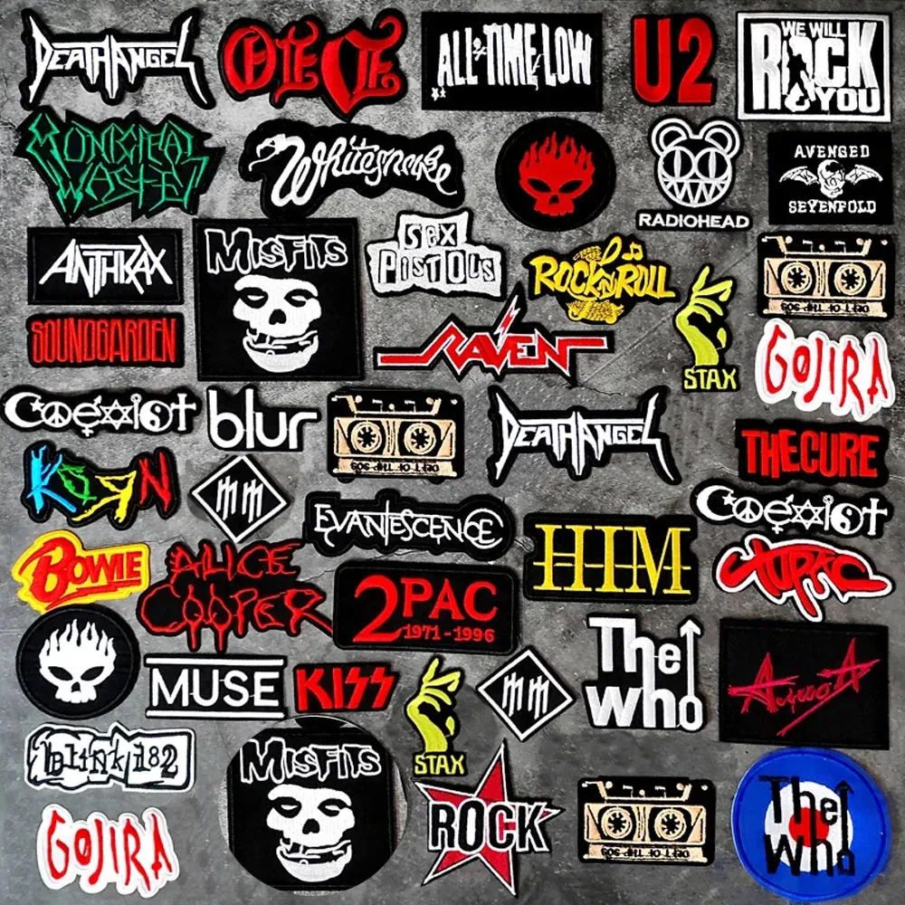 

ROCK BAND DIY Cloth Iron On Embroidered Badges Patches For Clothes Stickers Punk Music