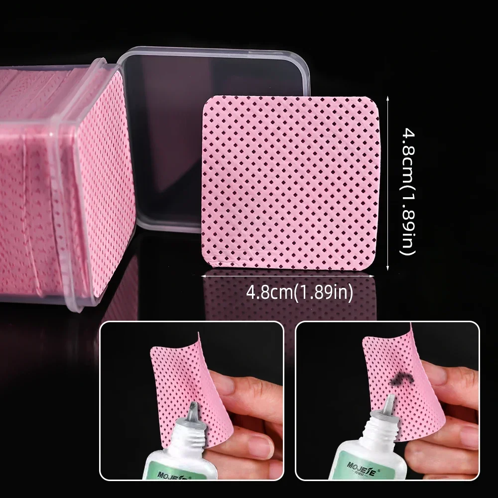 Wholesale 200Pcs/Box Nail Eyelash Glue Clean Cotton Pads  Gel Polish Remover Paper Lint-Free Wipe Manicure Makeup Cleaning Tools
