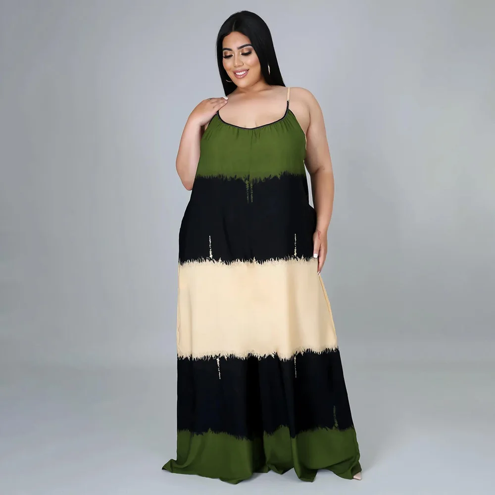 2023 Spring Women Loose Party Dress Female Sleeveless Patchwork Fashion Elegant Cloth Casual Luxury Gown Plus Size Evening Dress