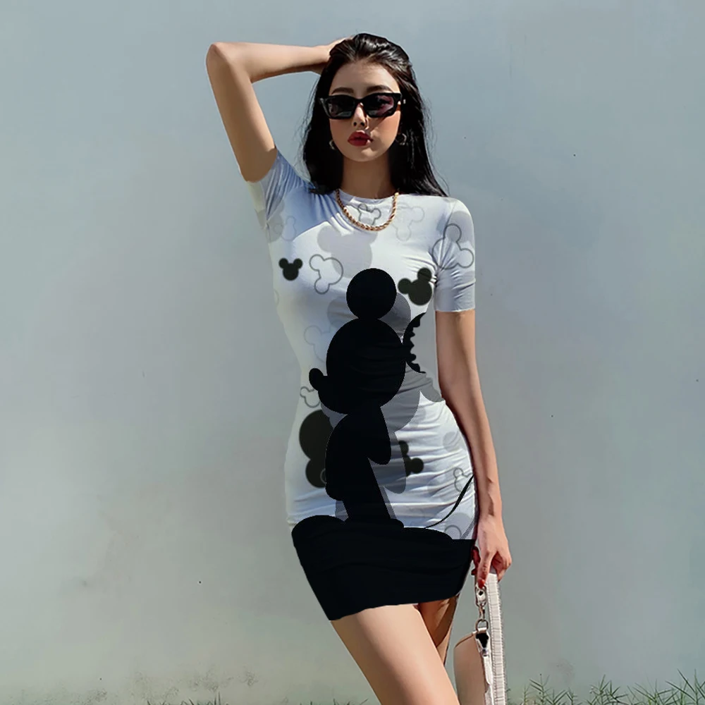 

Fashion Women Mini Sexy Dress vestidos ropa mujer Disney Minnie dress woman Cartoon Print Bodycon Slim Pencil Sheath Dress Hot