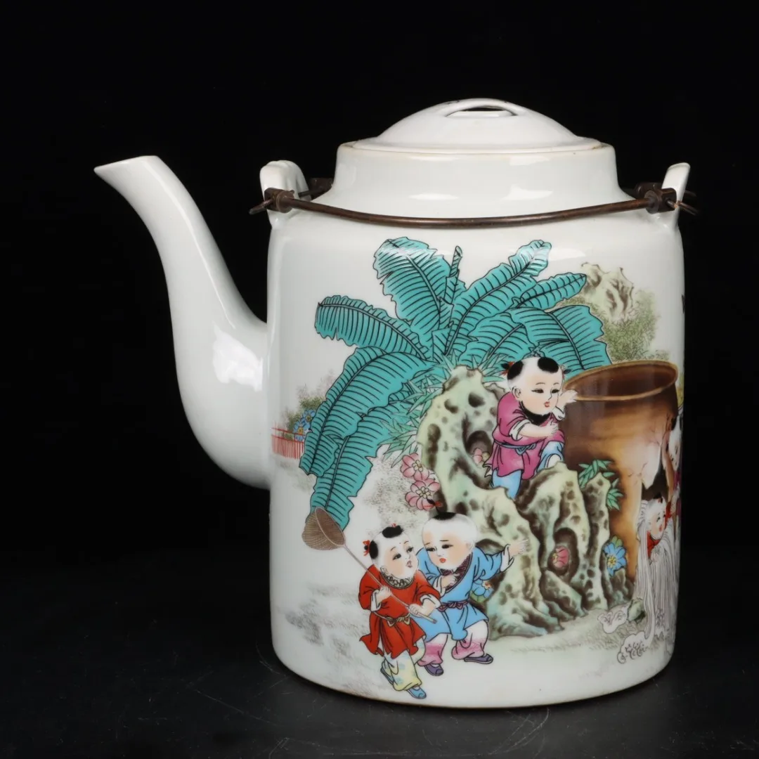 

Antique Porcelain Powder Color Sima Guang Smashing Jar Pattern Qiao Liang Pot Decorative Ornament