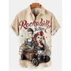 Hawaiian New Men's Shirt Route 66 Street Classic 3d Printed Short Sleeve Tee Rock Music Lapel Plus Size Man Top Vintage Clothes 4