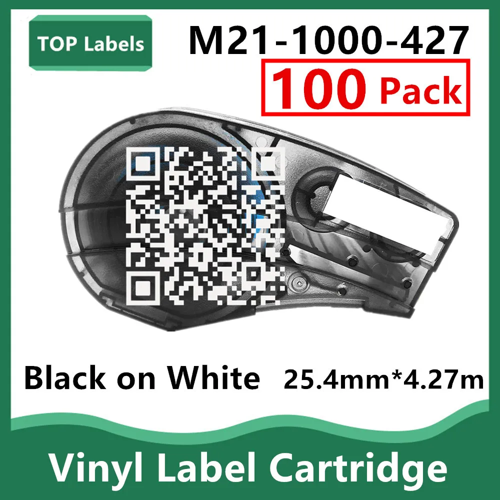 

100PK Vinyl Film M21-1000-427 Self-Laminating Wire Wrap for Control, Electrical Panels,Datacom Cable Labeling,Black on White