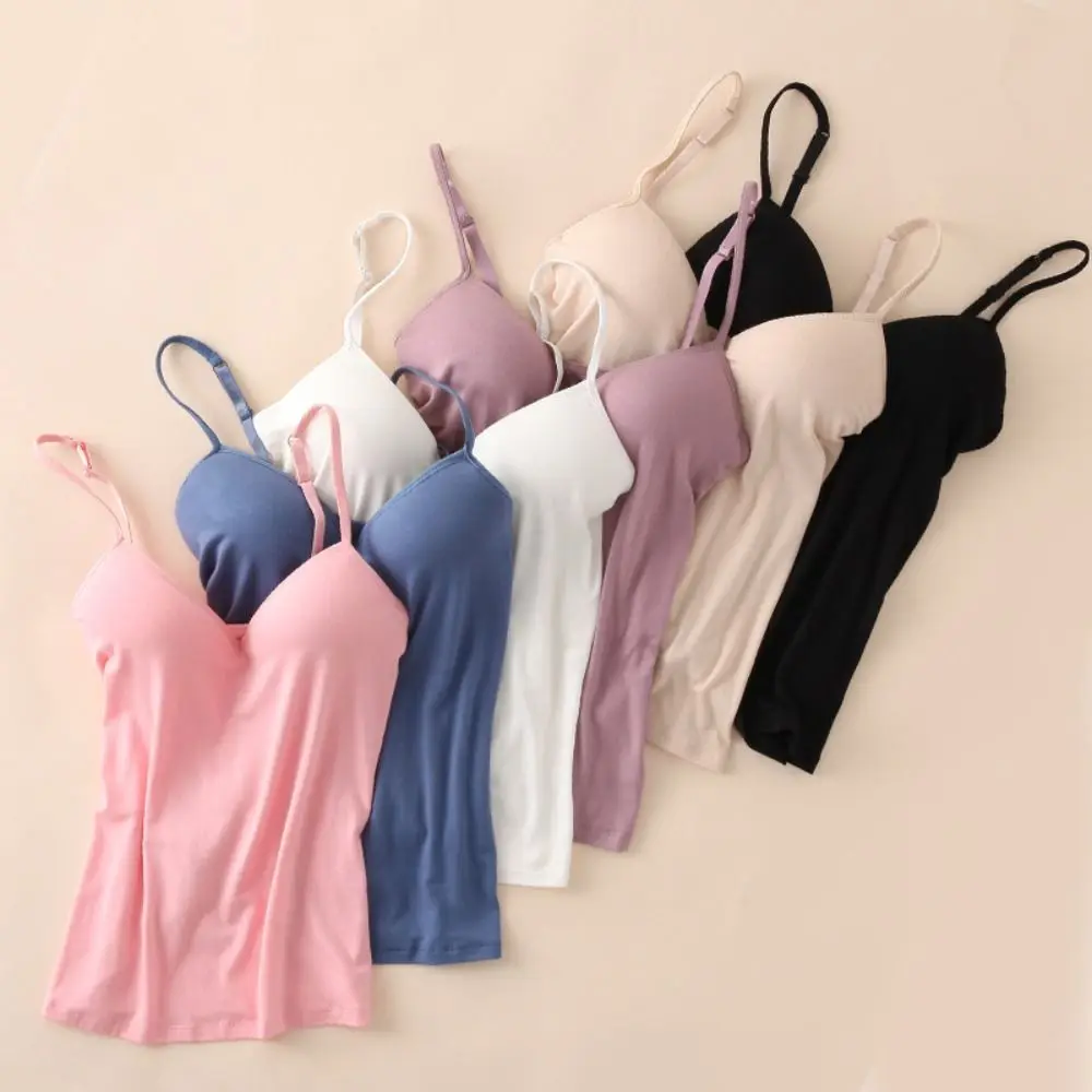 Description Picture 2 of itemWomens Camisole Tops With Built in Bra Ladies V Neck Vest Padded Slim Tank Tops