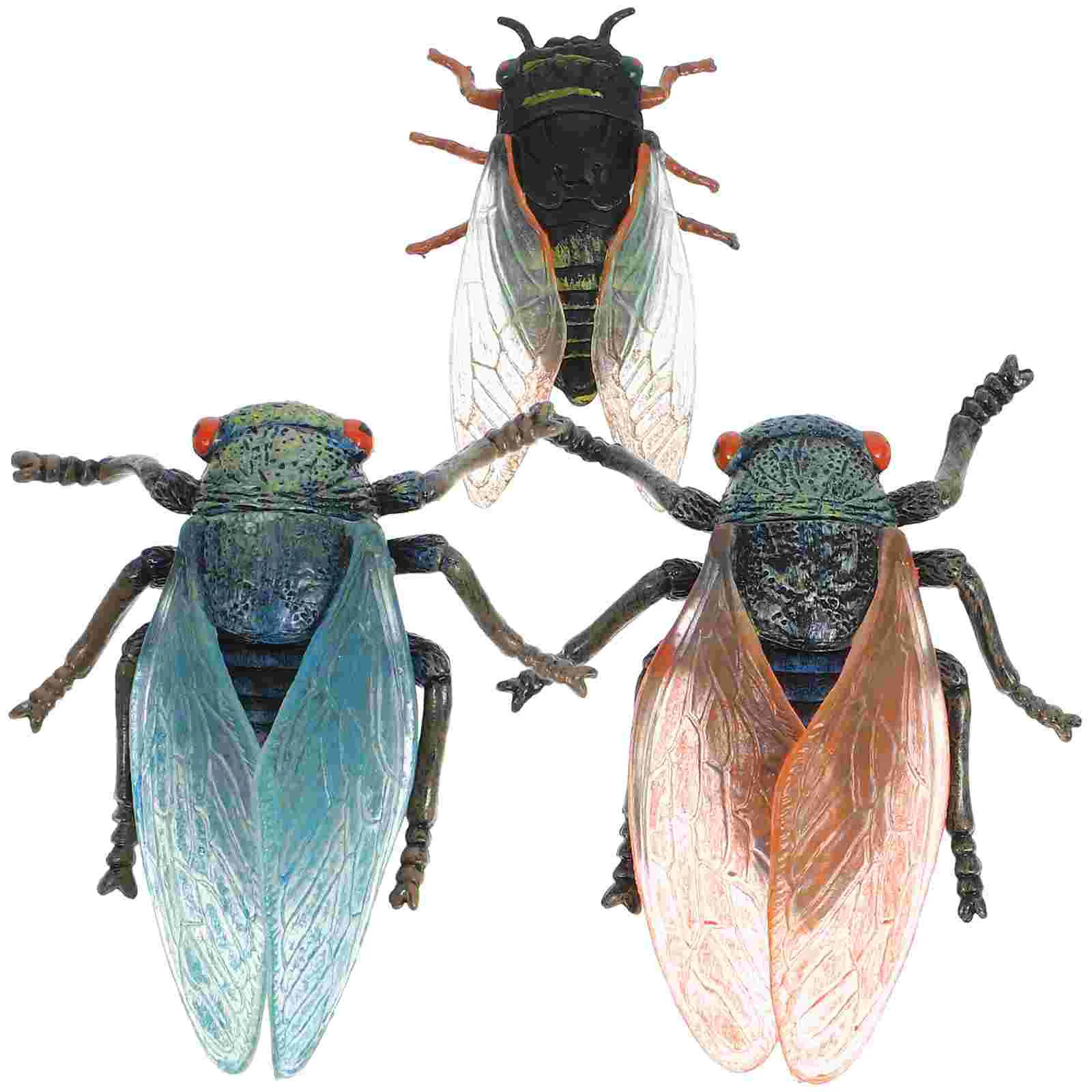 

3 Pcs Insect Model Cabinet Plastic Statue Cicada Ornament Animal Decor Craft Figurine Cake Puzzle Tabletop