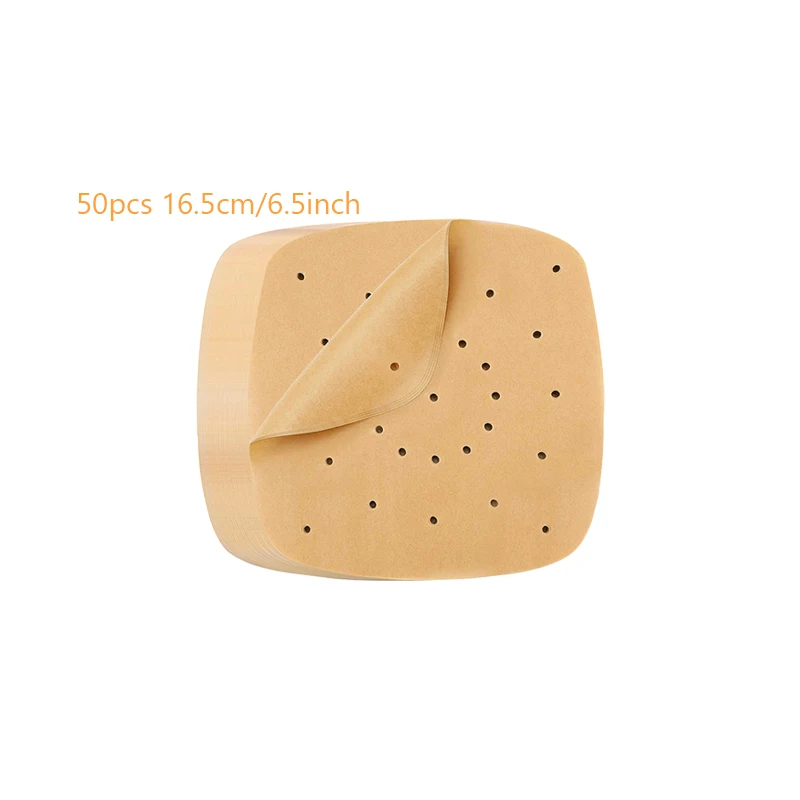 Pack of 50 Oil-Proof Parchment Steamer Liners for Air Fryers and Baking