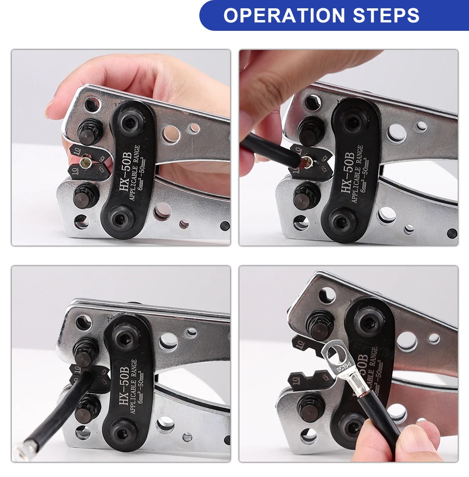 Rohr klemme Crimper Hex-Crimp werkzeuge HX-50B Zange 6-50mm2/awg 10-0 Multitool-Akku-Kabel-Treib kabel Handwerkzeuge yefym – Detail 7
