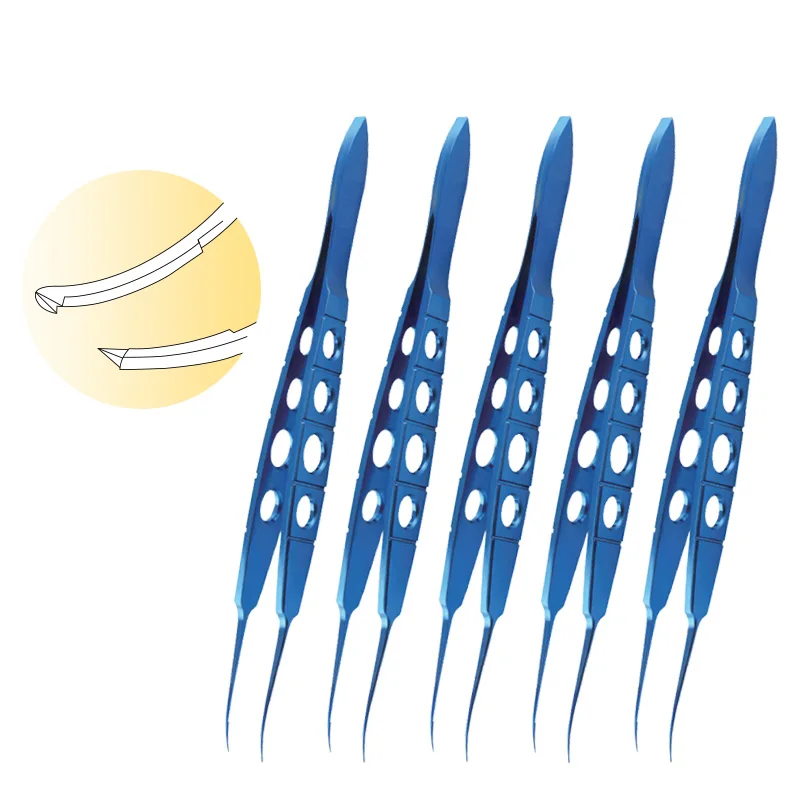 AutoclavableCurvedToothedForcepsFlatHandleTweezerswithTying