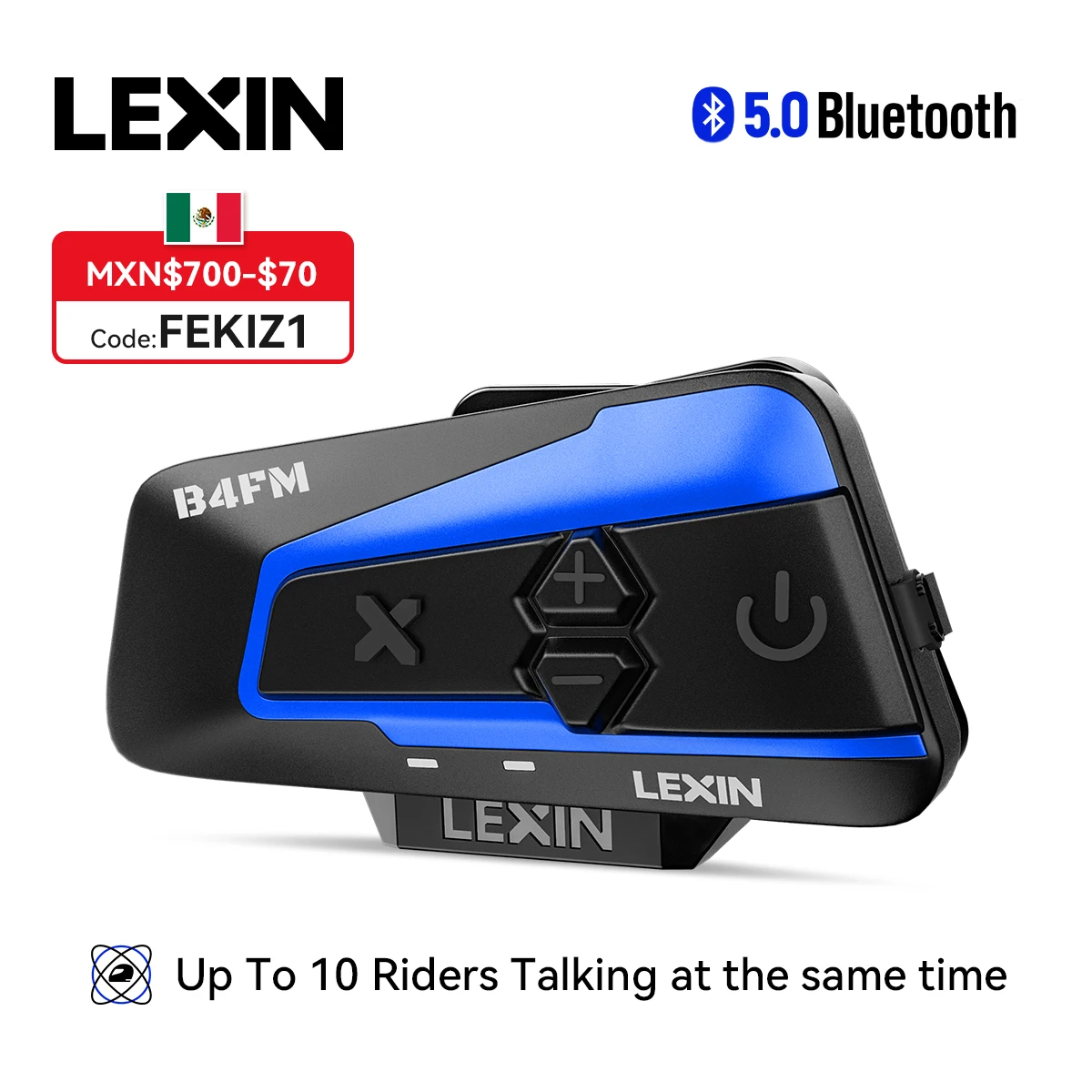 Brand Lexin LX-B4FM-X for 10 Riders Intercom Motorcycle Bluetooth Helmet Headsets BT Moto Intercomunicador with FM Radio