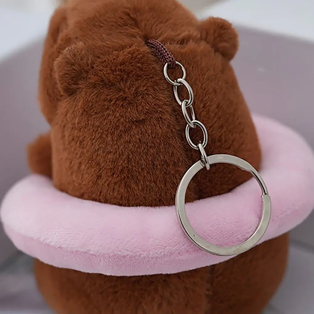 선물용 수영 링 카피바라 인형 카피바라 열쇠고리 봉제인형 귀여운 장난감 카피바라 가방 펜던트 헤드기어 카피바라 인형
