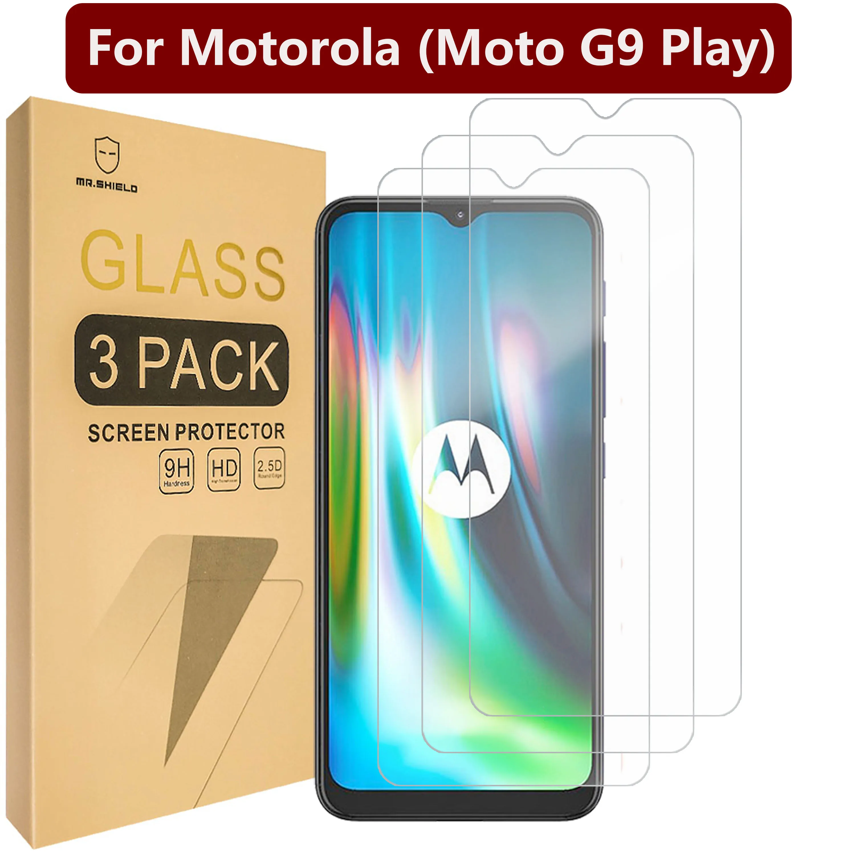 

Mr.Shield [3-PACK] Designed For Motorola (Moto G9 Play) [Tempered Glass] [Japan Glass with 9H Hardness] Screen Protector