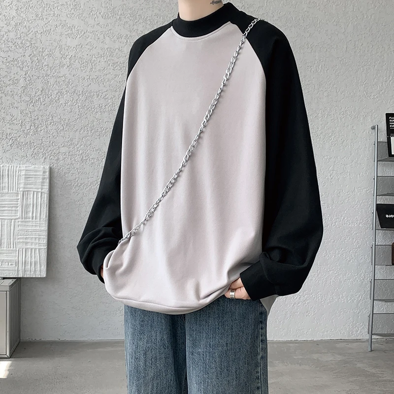 8XL-M280g raglan halvhög hals långärmad T-shirt herrbas tysk sweatshirt _voghion.com