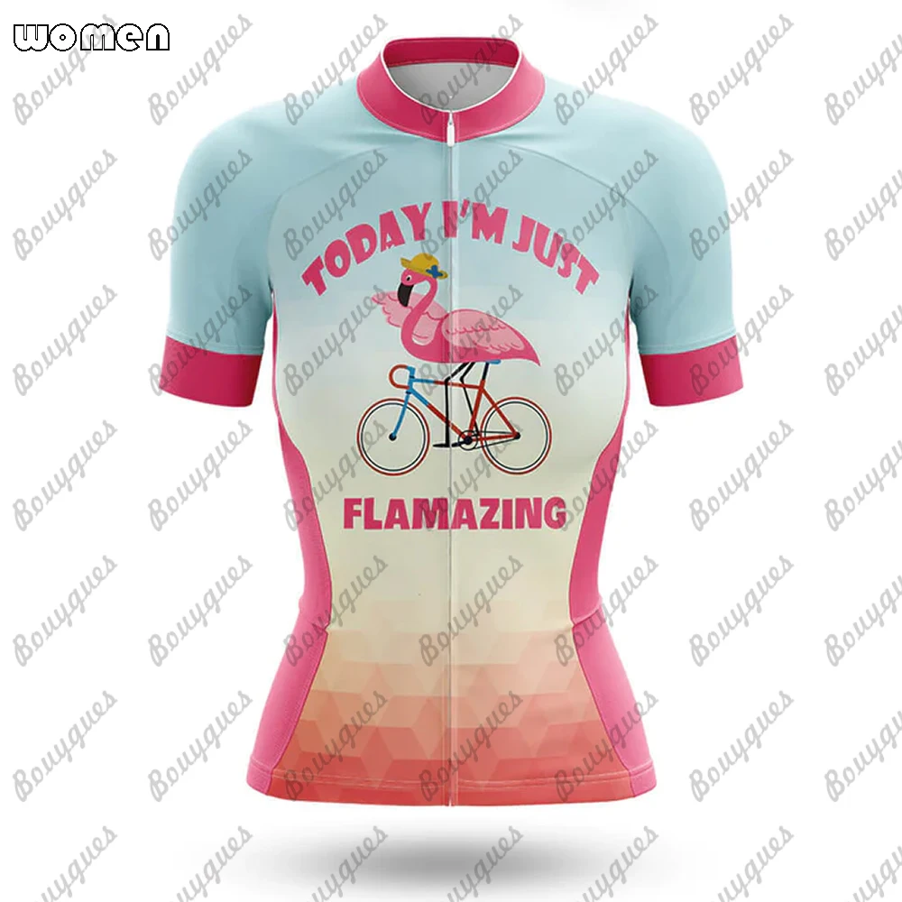 Flamingo Summer Cycling Jersey Set Breathable Team Racing Sport Bicycle Jersey Women Cycling Clothing Short Bike