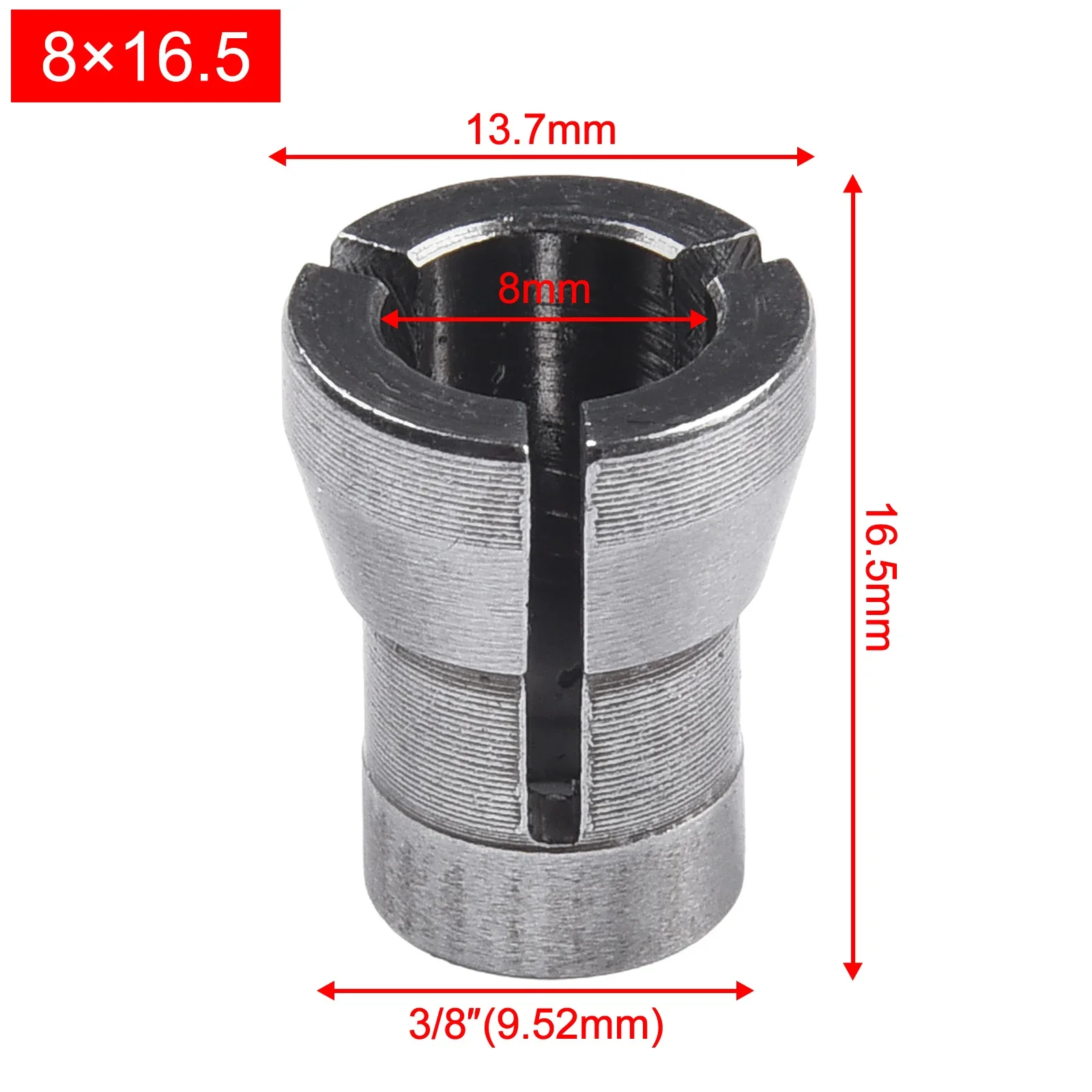 1pc Collet Chuck Adapter 8mm 16.5mm for Engraving Trimming Milling Machine Router Cutter End Mill Carpentry Tools carbide end mill alloy carbide milling cutter