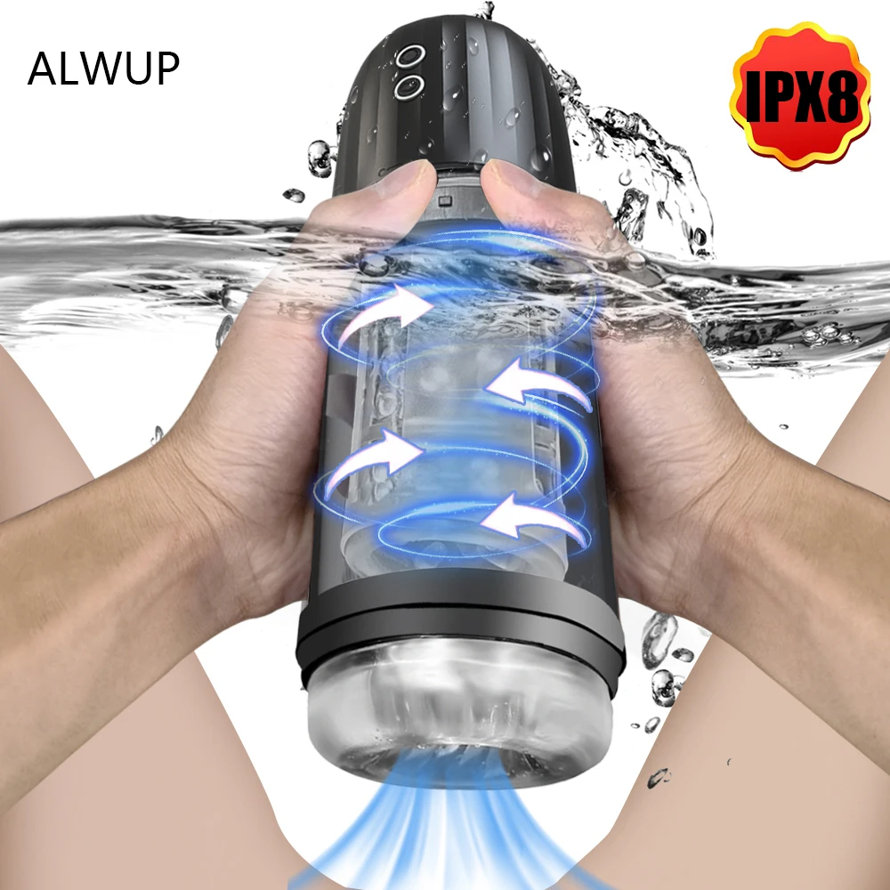 IPX8 водонепроницаемый мужской мастурбатор Автоматическая вращающаяся чашка для