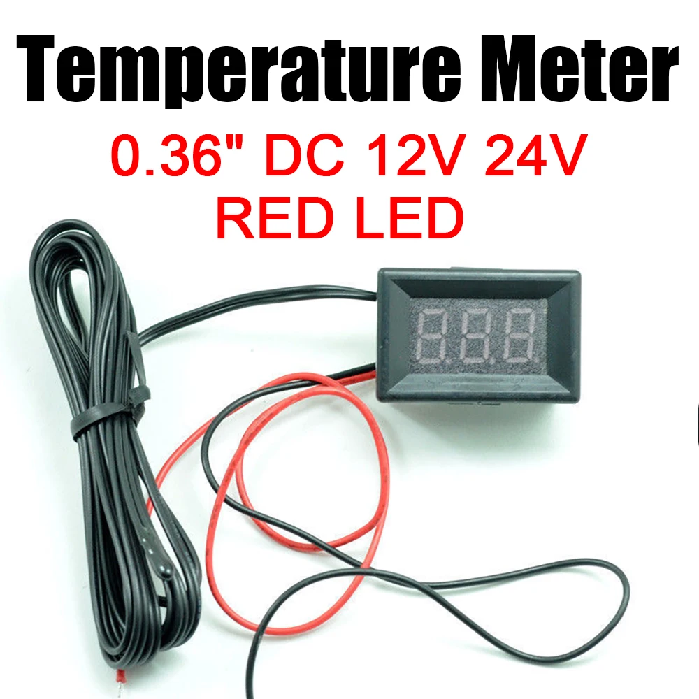 dc 12V 24v LED Digital Temperature Meter -40°C~+ 120°C Thermometer TEMP ...