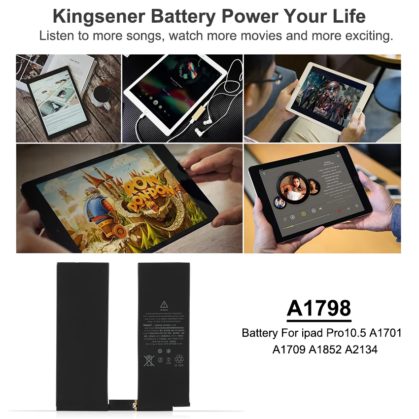 Kingsener-bateria de Substituição para Ipad Pro A1701 A1709 A1852 A2134 Tablet Mqdt2ll a Phh2ll a Mqf22ll a 3.77v 8134mah 105 Pol - Imagem 6