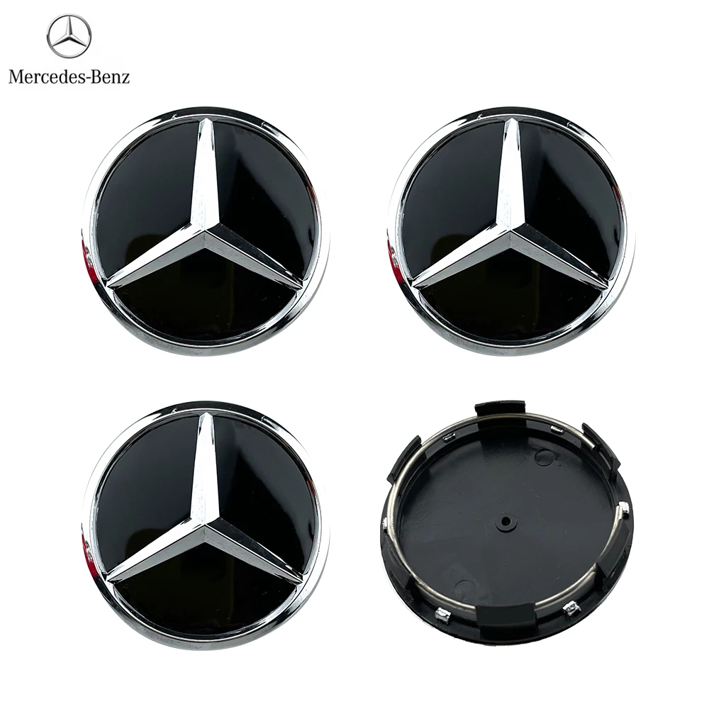 Wheel Hub Covers Wheel Hub Caps 4pcs 60mm Black Silver Car Wheel Cap Badge Cover For Mercedes Benz W176 W177 W204 W205 W212 W213 W206 X156 X253 W117 W166