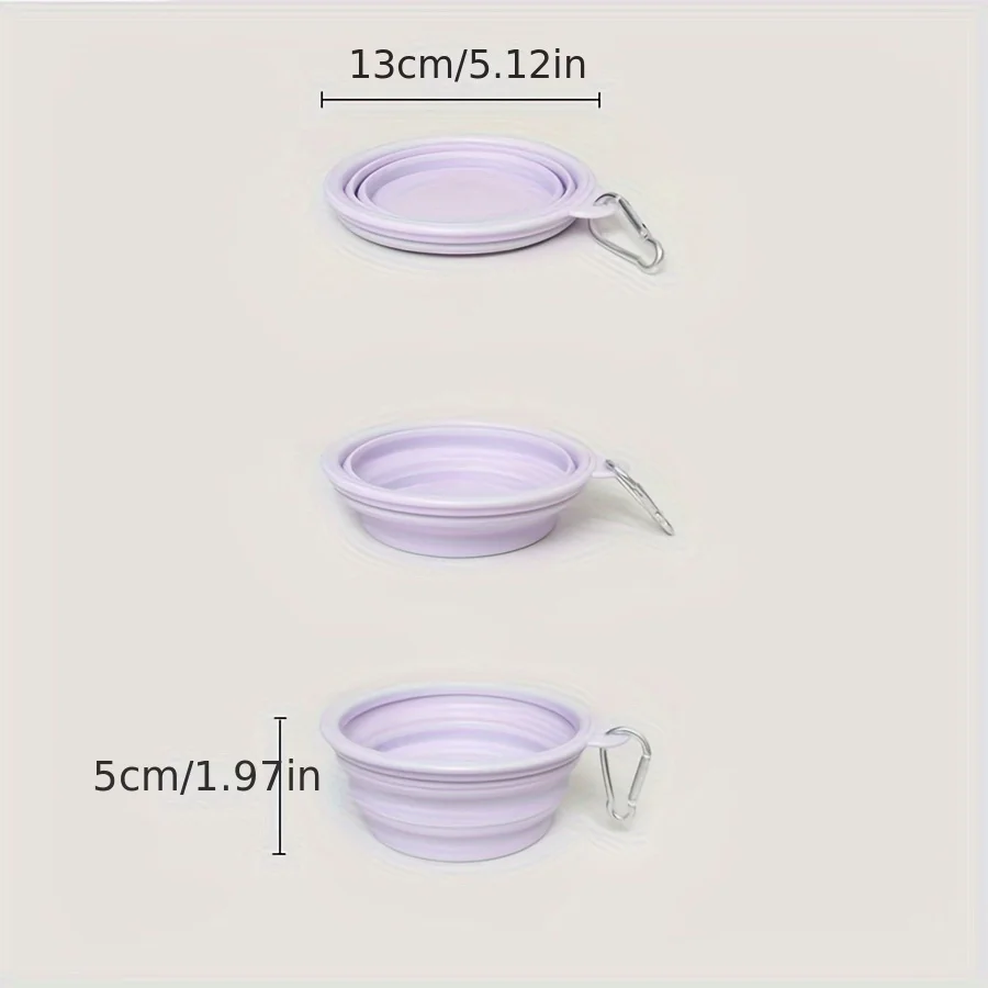 350ml Macaron Pet Bowl, Portable Foldable Silicone Cat/Dog Bowl for Outdoor Travel, Hanging Feeding & Water Bowl