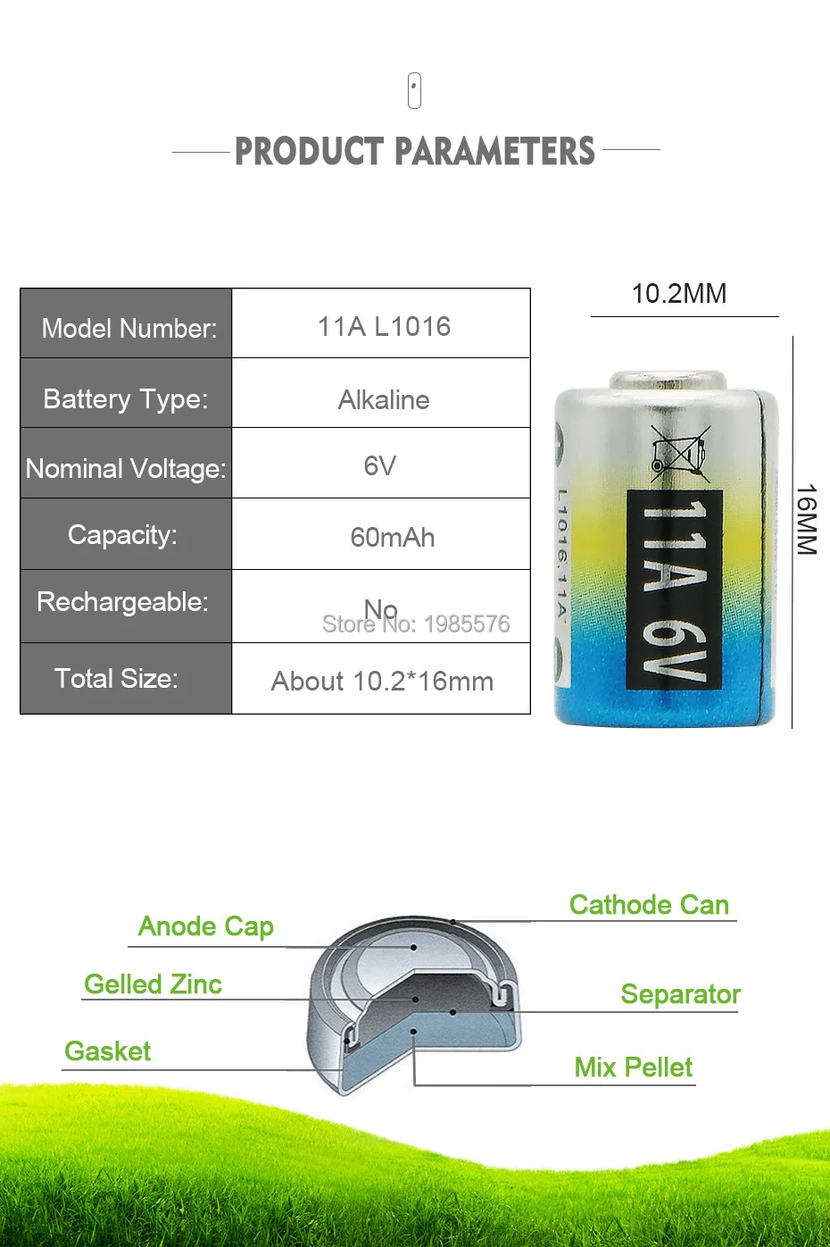 6V 11A L1016 MN11 alkaline dry batteries 1pcs E11A A11 WE11 CX21A for Keyfob Remote Alarms alkaline battery disposable battery